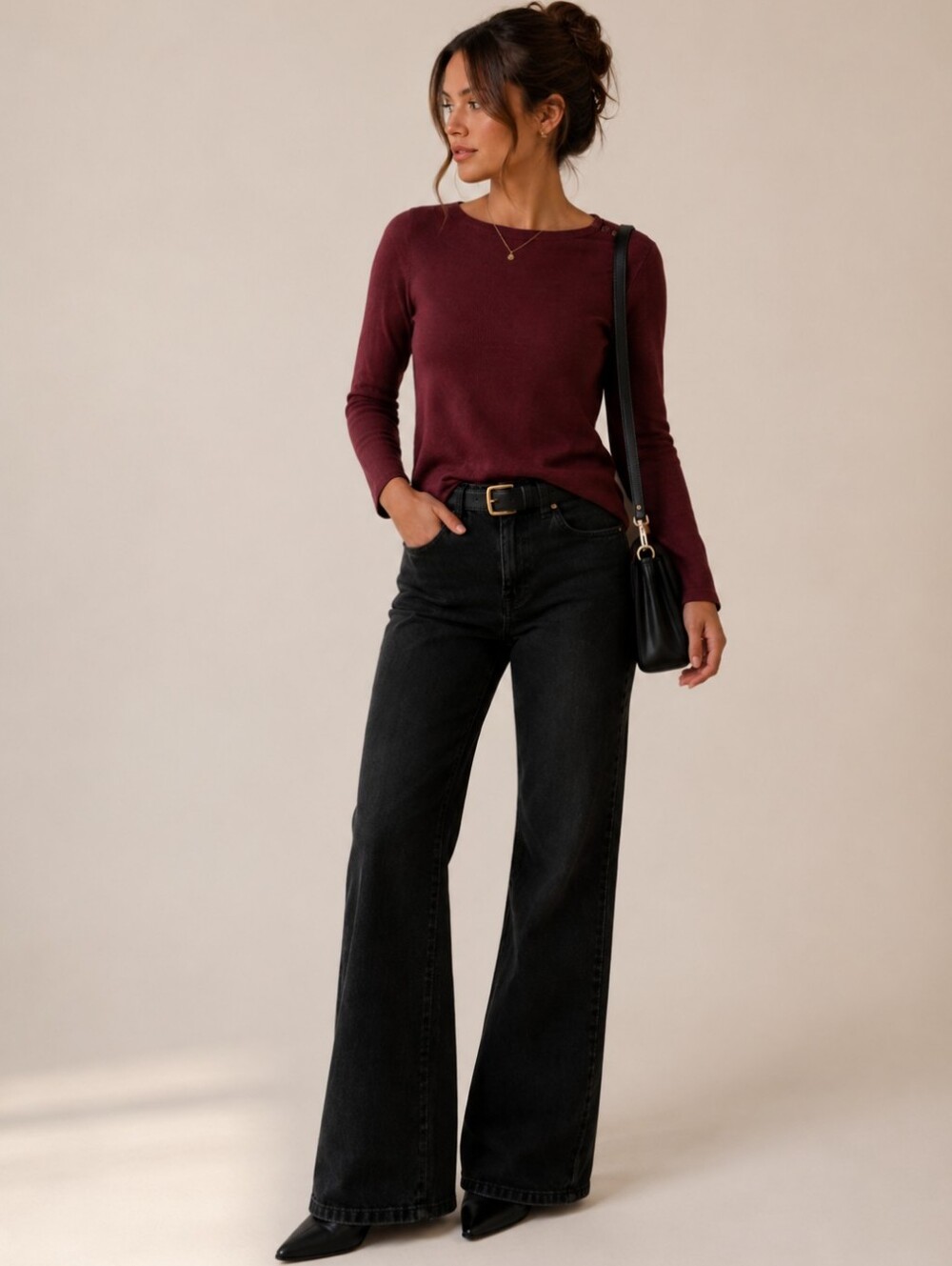 NWT Charter Club Burgundy Petite Button Knit Top